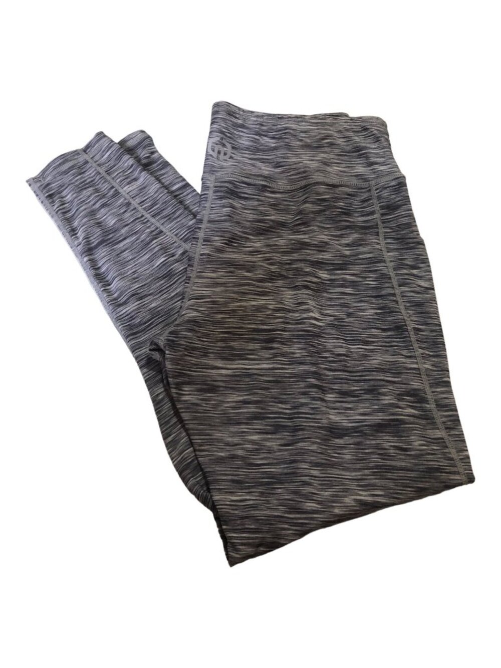 Black Gray Multi Stripe Skinny Cropped Stretch Workout Leggings Sz 2XL